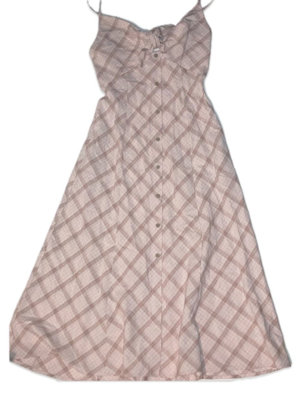 A New Day Plaid Sweetheart Button Down Midi Sundress XS NTW